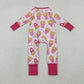 Baby Girls Chips Hearts Valentine Zipper Footie Sleeper Pink Romper RTS