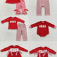 Sibling Girls Boys Long Sleeves Embroidery Gingerbread Sibling Christmas Red Romper Dress Pajamas Outfit Clothes RTS