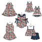 ( Moq 5 Each Style ) Baby Girls Kids Sleeveless Football Flower Bows Sibling Romper Dresses Sets
