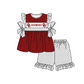 ( Moq 5 Each Style ) Baby Boys Girls Short Sleeves Team Sibling Red Romper Dress Set
