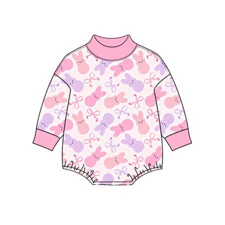 ( Moq 5 ) Preorder Baby Girls Infant Long Sleeves Rabbits Bows Romper Easter Clothes