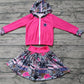 Baby Girl Toddler Pink Zipper Hoodie Tops Cowboys Skirt Shorts Team Set Moq 5