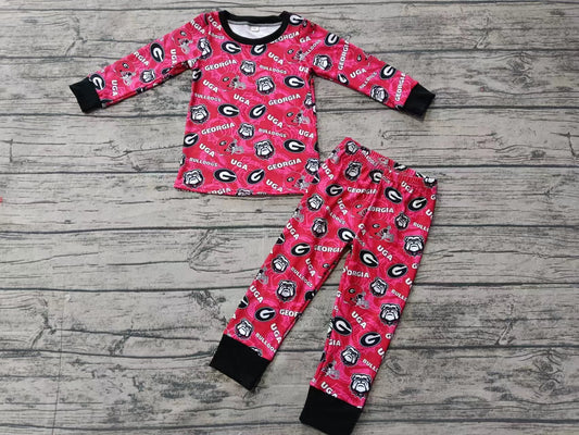Baby Boy Long Sleeves Dog Team Shirt Pants Pajamas Set Moq 5