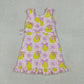 Baby Girls Kids Sleeveless Lemons Bows Pink Plaid Yoga Active Shorts Knee Length Dress RTS