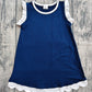 Baby Girls Kids Sleeveless White Scallop Knee Length Dress Blue Clothes RTS