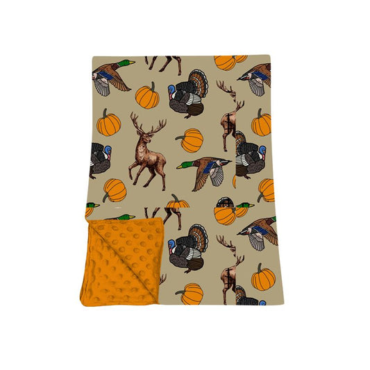 ( Moq 5 ) Preorder Baby Boys Toddler turkey Pumpkins Ducks Deer Fall Blanket
