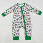 Baby Boy Infant Long Sleeves Mardi Gras Zipper Green Romper