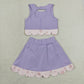 Baby Girls Kids Purple Sleeveless Tops Bows Skirt Shorts Yoga Clothes Set RTS