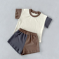 ( Moq 5 ) Preorder Baby Boys Short Sleeves Shirt Grey Brown Shorts Set Summer Clothes