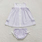 Baby Girl Sleeveless Sibling Sister Checkered Pocket Tops Bummies Sets