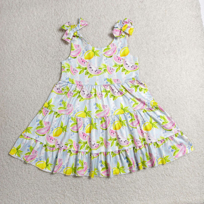 Sibling Baby Girls Kids Watermelon Lemon Romper Dress Set Summer Clothes RTS