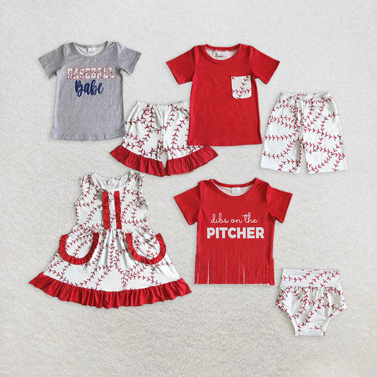 Promotion Baby Boy Girl Baseball Sibling Summer Dress Set RTS