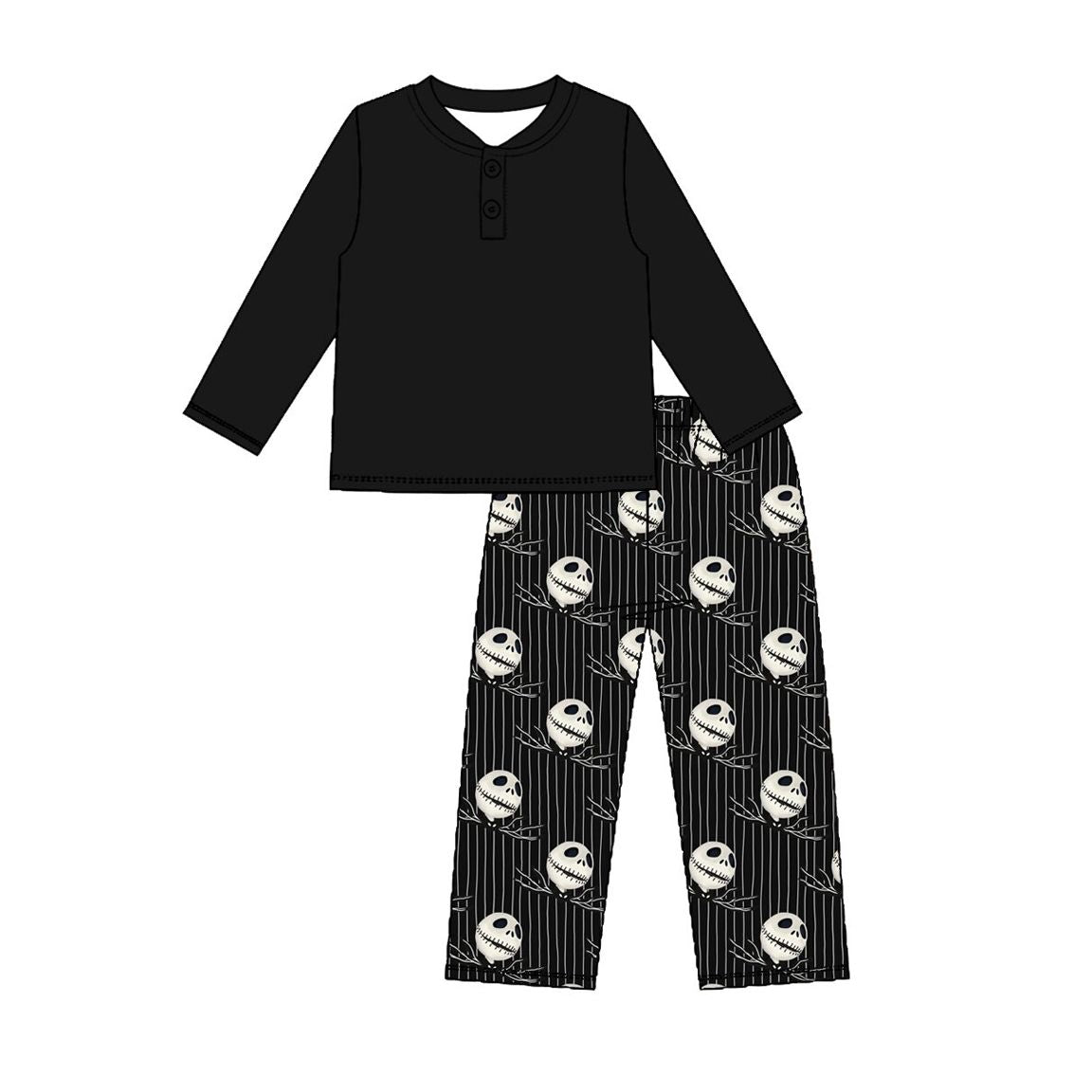 ( Moq 5 ) Preorder Baby Boys Kids Long Sleeves Black Shirt Halloween Pants Set Clothes