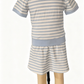 ( No moq ) Preorder Baby Girls Kids Short Sleeves Shirt Blue Stripes Skirt Shorts Set Yoga Active Clothes