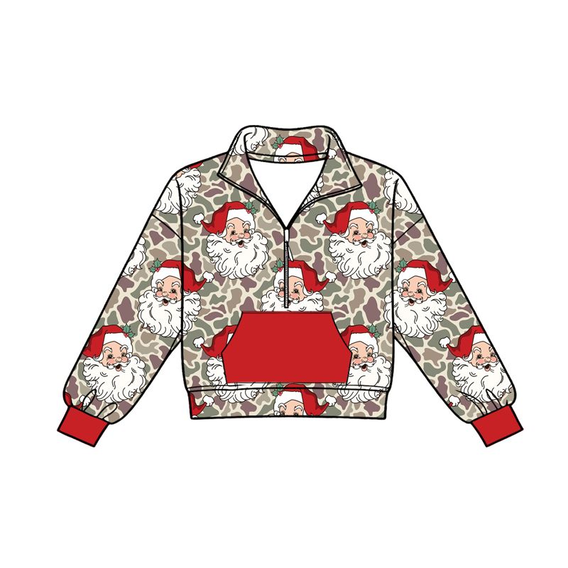 ( Moq 5 ) Preorder Baby Boys Kids Santa Christmas Zipper Jacket Coat Tops Camo Clothes