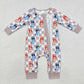 Baby Boy Infant Long Sleeves Dogs Checkered Zipper Romper