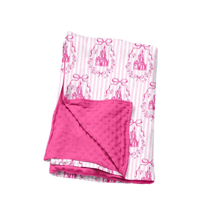 ( Moq 5 ) Preorder Baby Girls Kids Castle Pink Blanket