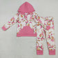 Baby Boy Long Sleeves Santa Pink Hoodie Shirt Pockets Pants Christmas Set RTS