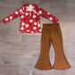 Baby Girls Kids Christmas Santa Zipper Pockets Tops Brown Pants Set Clothes RTS