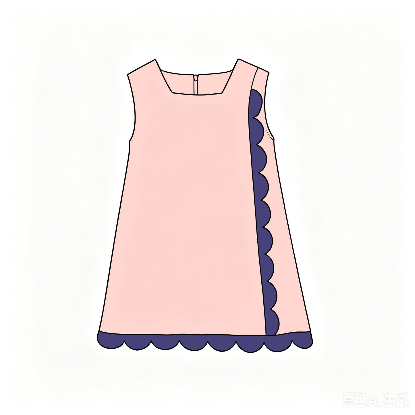 ( Moq 5 ) Preorder Baby Girls Kids Sleeveless Purple Scalloped Zipper Dress Yoga Active Clothes