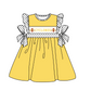 ( Moq 5 Each Style ) Baby Boys Girls Short Sleeves Team Sibling Yellow Romper Dress Set