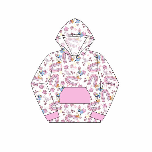 Baby Girl Rainbow Sister Dogs Pink Hooded Shirt