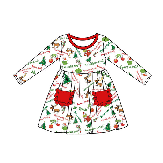 Baby Girl Christmas Deer Pocket Knee Length Dress