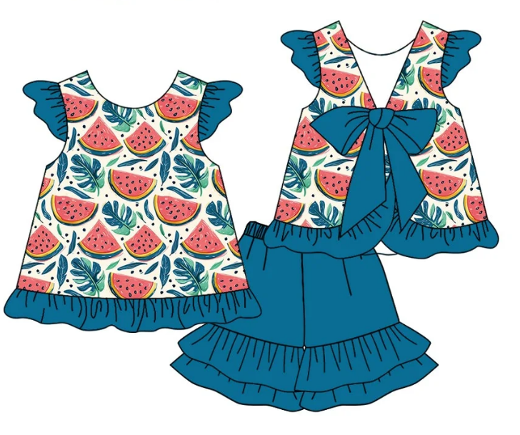 ( Moq 5 Each Style ) Baby Girl Summer Watermelon Sibling Romper Set 4.24