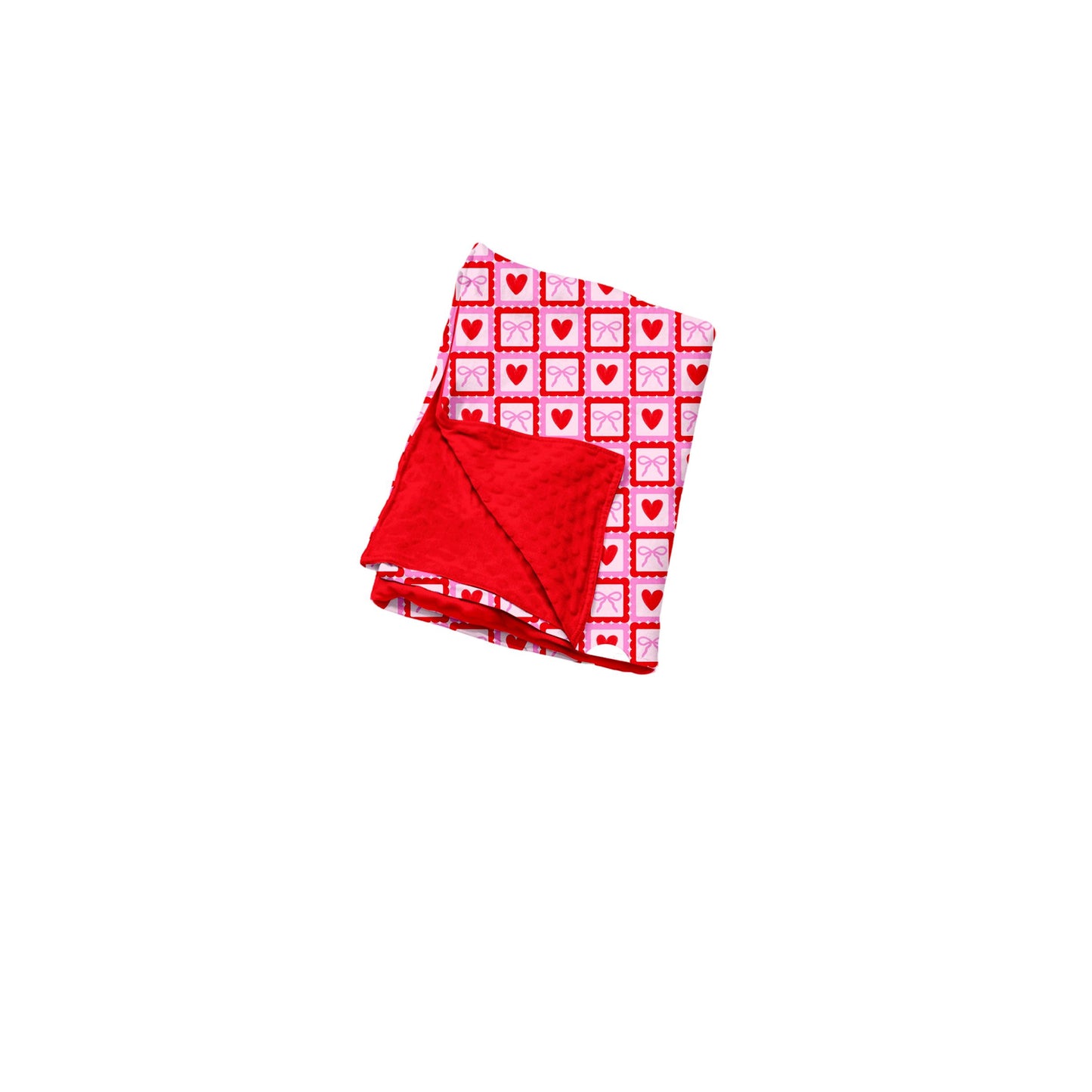 ( Moq 5 ) Preorder Baby Girls Toddler Valentine Hearts Bows Blanket