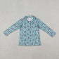 Kids Boys Blue Long Sleeves Golf Buttons Polo Pullover Shirt Tops RTS