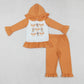 Baby Girl Long Sleeves Dogs Bows Hoodie Shirt Pants Clothes Orange Set