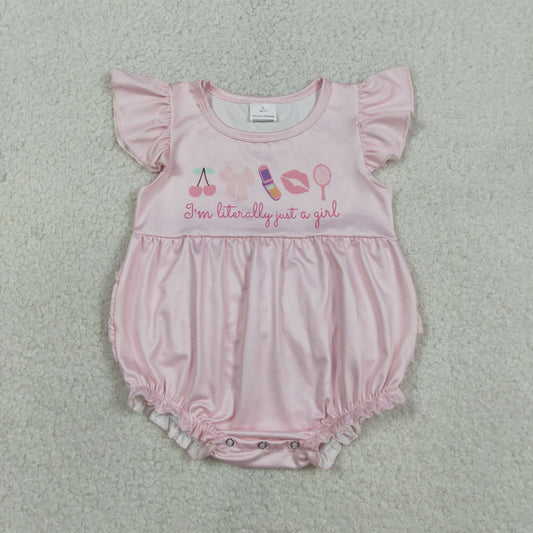 Baby Girls Infant Short Sleeves Cherry Bows Ruffle Bubble Romper RTS