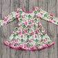 Baby Girl Long Sleeves Green Face Tree Christmas Ruffle Dress RTS