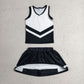 Baby Girls Kids Sleeveless Tops Skirt Shorts Black Set Yoga Team Clothes RTS