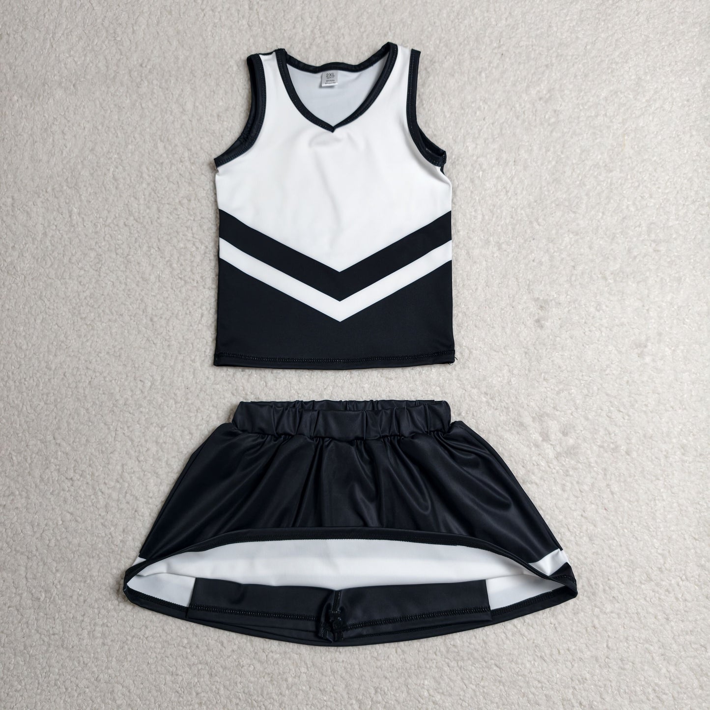 Baby Girls Kids Sleeveless Tops Skirt Shorts Black Set Yoga Team Clothes RTS