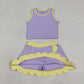 Sibling Baby Girls Kids Sleeveless Shirts Scallop Skirts Shorts Yoga Active Sets Clothes RTS