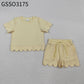 Baby Girls Short Sleeves Yellow Shirt Scallop Shorts Girls Summer Clothes Cotton Set RTS