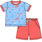 Baby Boy Girl July 4th Flags Crawfish Sibling Dress Romper Clothes Set ( Moq 5 Each style ) 11.27