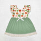 Baby Girl Short Sleeves Pumpkin Floral Fall Green Dress