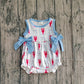 Baby Girls Kids Sleeveless Crawfish Bows Stripes 4th of July Bubble Romper RTS