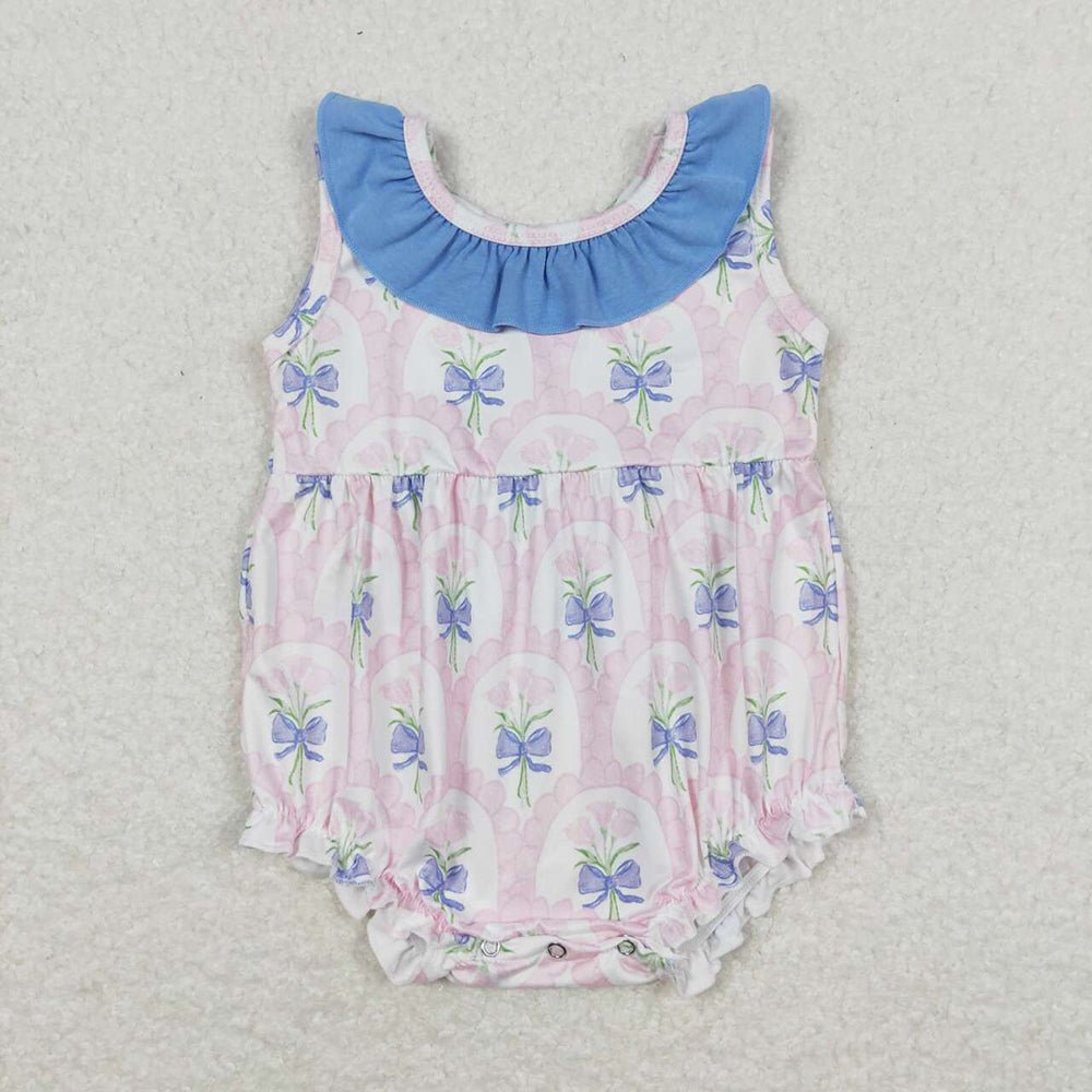 Baby Girl Flowers Bunches Sibling Romper Dress Clothes Set