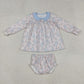 Baby Girl Long Sleeves Flower Tunic Bummies Shorts Blue Clothes Set RTS
