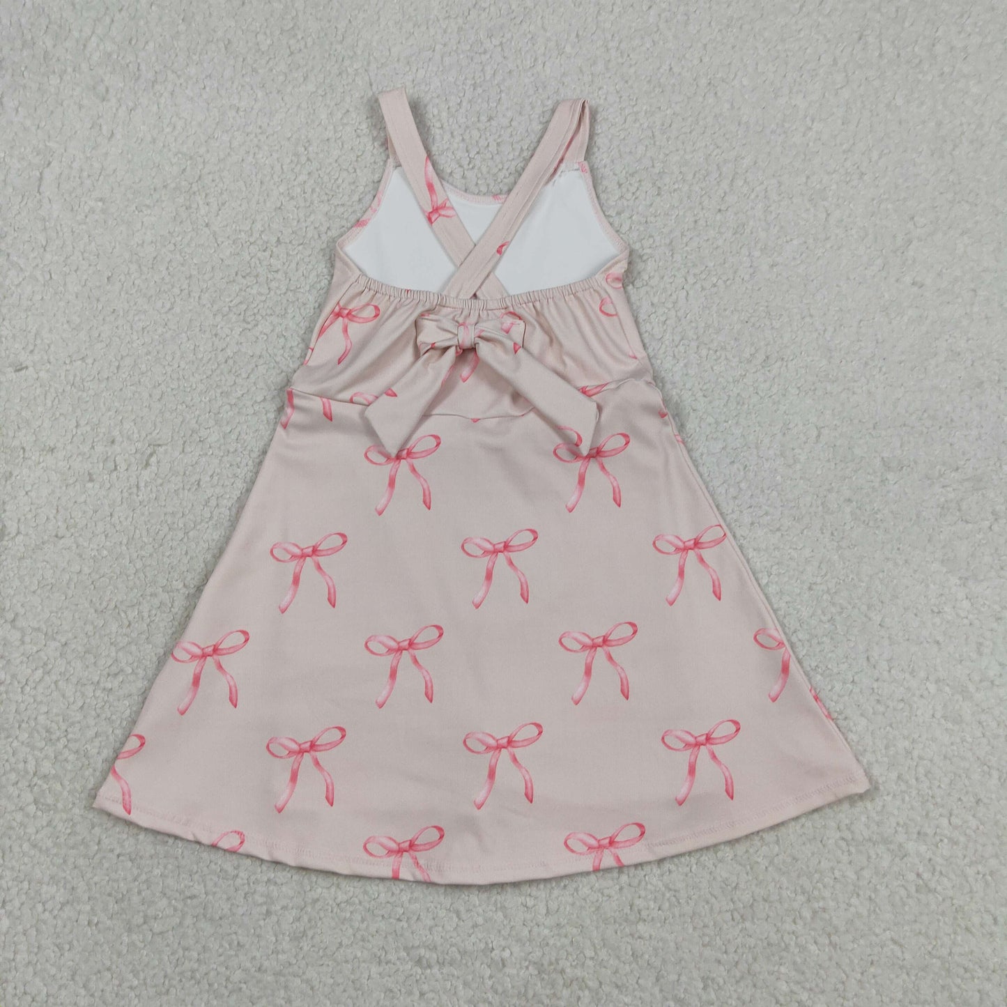 Baby Girls Kids Straps Bows Yoga Active Shorts Knee Length Dress RTS