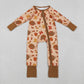 Girls Kids turkey Pumpkin Bows Fall Thanksgiving Zipper Sleeper Romper RTS