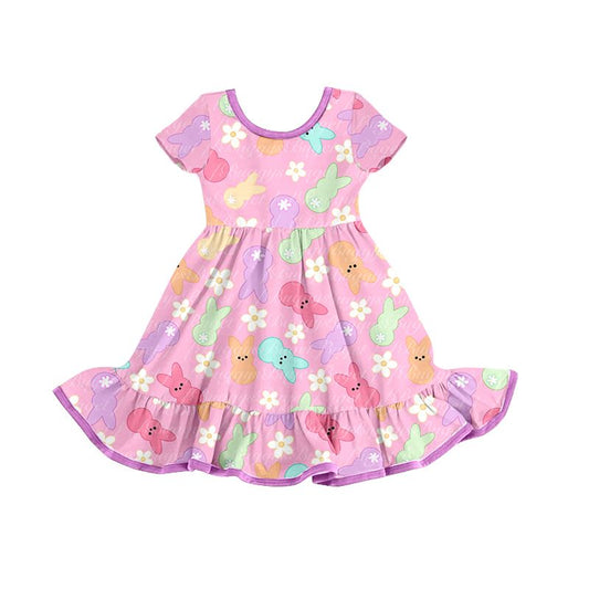 Moq 3 Pre-order GSD0777 Easter Baby Girl Rabbit Floral Pink Dress