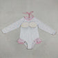 Baby Girls Kids Long Sleeves Bows Flower Pink Ruffle One-piece Swimsuit RTS