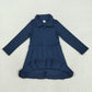 Baby Girl Long Sleeves Zipper Knee Length Yoga Active Navy Blue Dress RTS