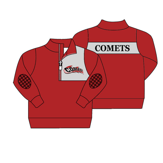 Baby Boy Team Long Sleeves Zipper Pullover Shirt Red Tops