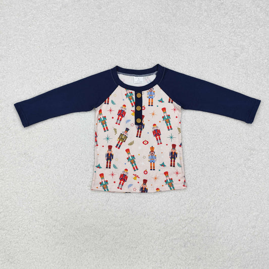 Baby Boy Navy Blue Long Sleeves Christmas Soldier Shirt Tops