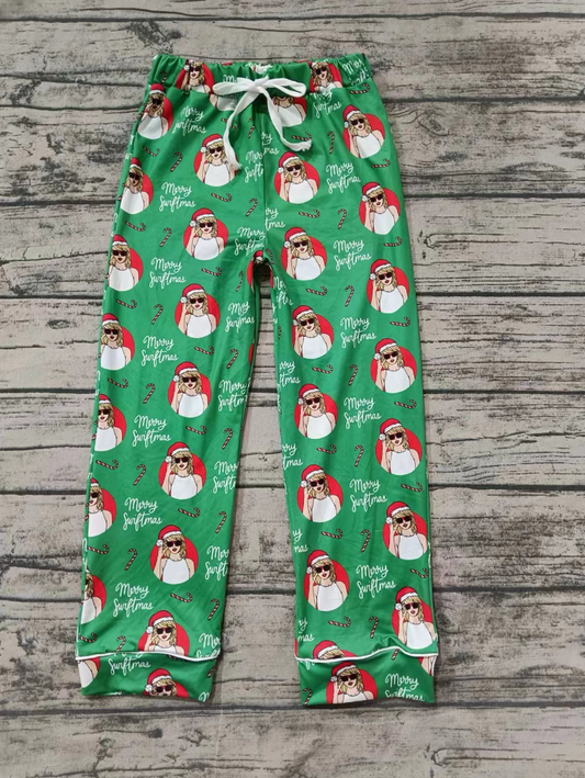 Adult Women Singer Green Christmas Pajamas Pants